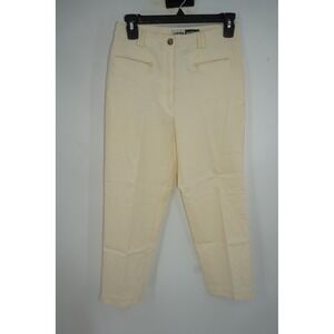 Jamie Sadock Pants‎ Womens 4 Cream Stretch Golf Cropped Ankle Zip Pockets Rayon